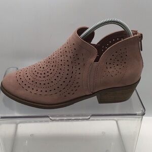 Torrid Western Style Faux Suede Nude Pink Ankle Boot